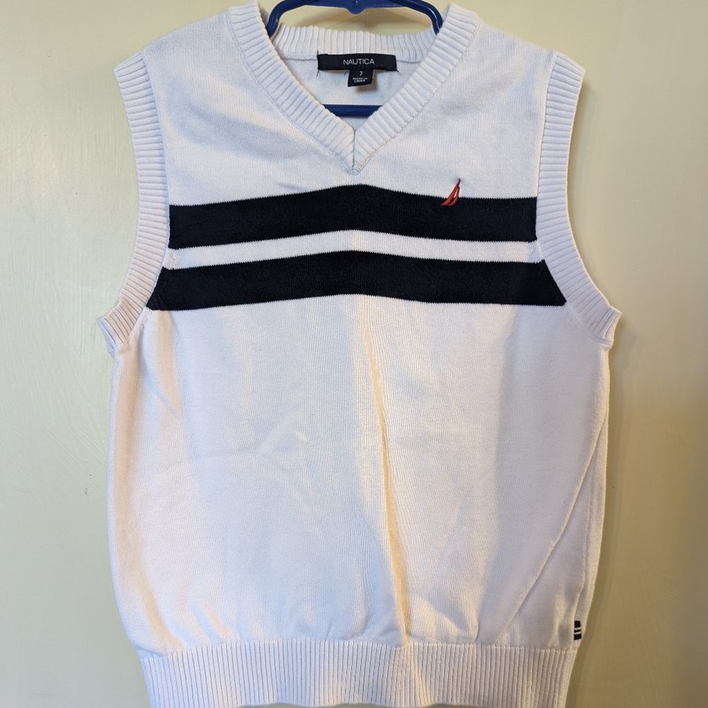 White Striped Nautica Sweater Vest